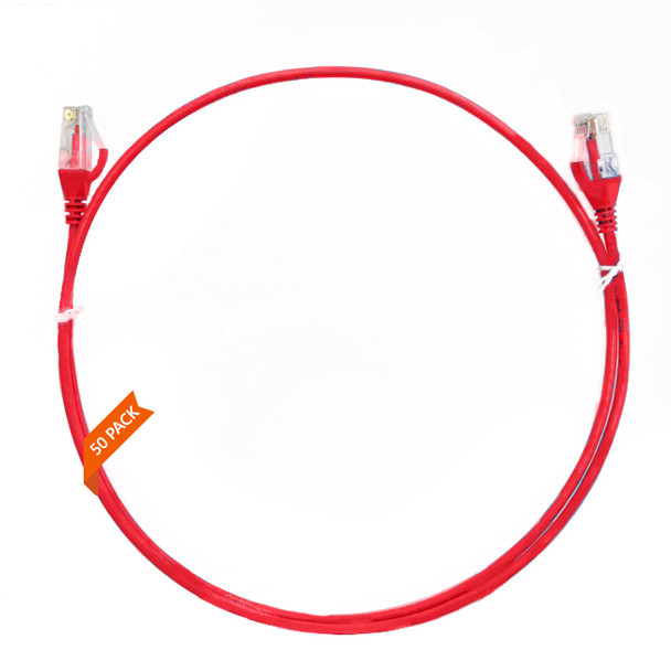4Cabling 0.15m Cat 6 Ultra Thin LSZH Pack of 50 Ethernet Network Cable - Red Main Product Image