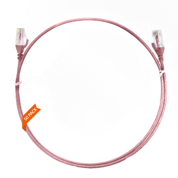 4Cabling 1m Cat 6 Ultra Thin LSZH Pack of 50 Ethernet Network Cable - Pink Main Product Image