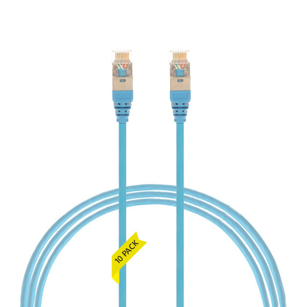 4Cabling 2.5m Cat 6A RJ45 S/FTP THIN LSZH 30 AWG Pack of 10 Network Cable - Blue Main Product Image
