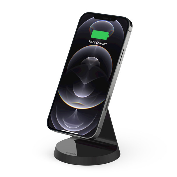 Belkin BOOST↑CHARGE Magnetic Wireless Charger Stand 7.5W - Black (WIB003btBK) - Perfect magnetic alignment - Magnetic One-handed Placement Main Product Image