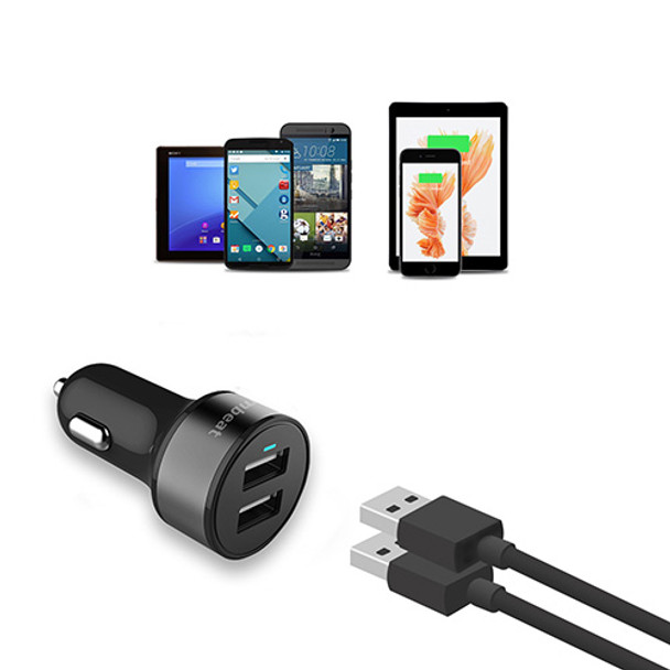 mBeat Power Dot Pro Dual port 3.4A Rapid Car Charger - 17W/Metallic Design/Fast Charging Mobile Apple iPhone iPad Samsung Galaxy Hauwei HTC Google Product Image 3