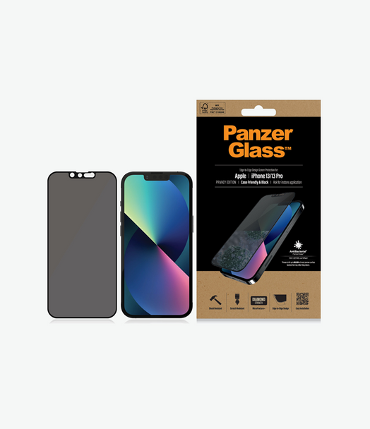 PanzerGlass Apple iPhone 13/13 Pro - Black - Privacy (PROP2745) - Screen Protector - Resistant to scratches and bacteria - Shock absorbing - 100% touch Product Image 4