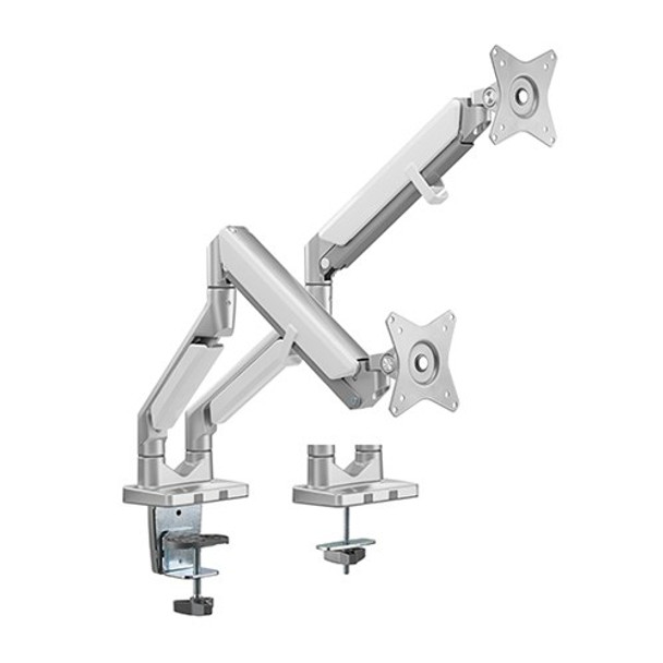 Brateck Dual Epic Gas Spring Aluminium Monitor Arm 17in-32in - Gloss Grey Main Product Image