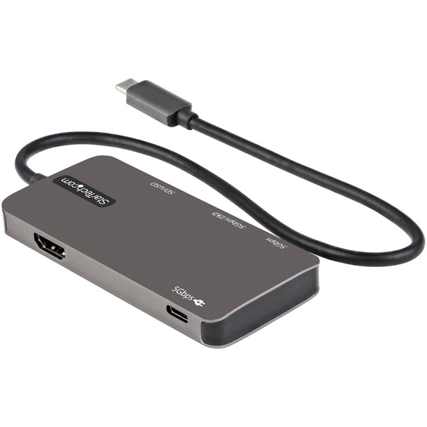 StarTech USB C Multiport Adapter - USB-C to 4K HDMI - 100W Power Delivery Pass-through - SD/MicroSD Slot - 3-Port USB 3.0 Hub - USB Type-C Mini Dock - 12in (30cm) Long Attached Cable Product Image 2