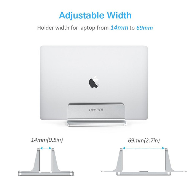 Choetech H038 Desktop Aluminum Stand With Adjustable Dock Size, Laptop Holder For All MacBook & tablet Product Image 2