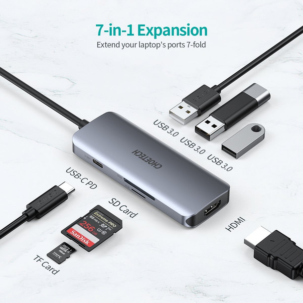 Choetech HUB-M19 USB-C 7-in-1 Multifunction Adapter Product Image 2