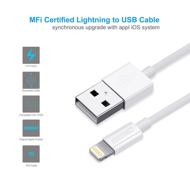 Choetech MFI Certified Cable for iPhone 1.2M White Product Image 2