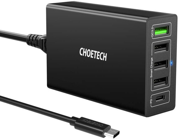 Choetech Q34U2Q 5-Port 60W PD Charger with 30W Power Delivery and 18W Quick Charge 3.0 Main Product Image