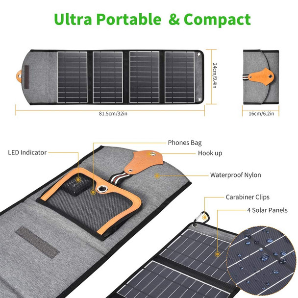 Choetech SC005 22W Portable Waterproof Foldable Solar Panel Charger (Dual USB Ports) Product Image 3