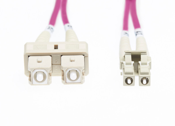 4Cabling 2m LC-SC OM4 Multimode Fibre Optic Patch Cable: Erika Violet Main Product Image