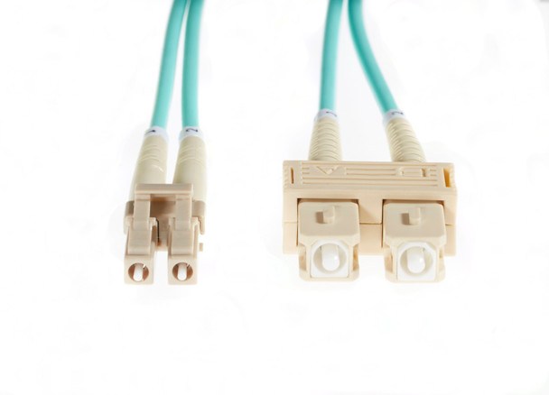 4Cabling 0.5m LC-SC OM4 Multimode Fibre Optic Cable: Aqua Main Product Image