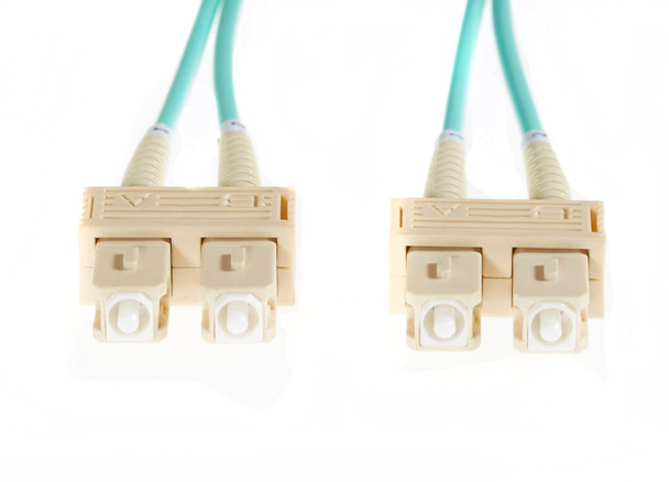 4Cabling 1m SC-SC OM4 Multimode Fibre Optic Cable: Aqua Main Product Image