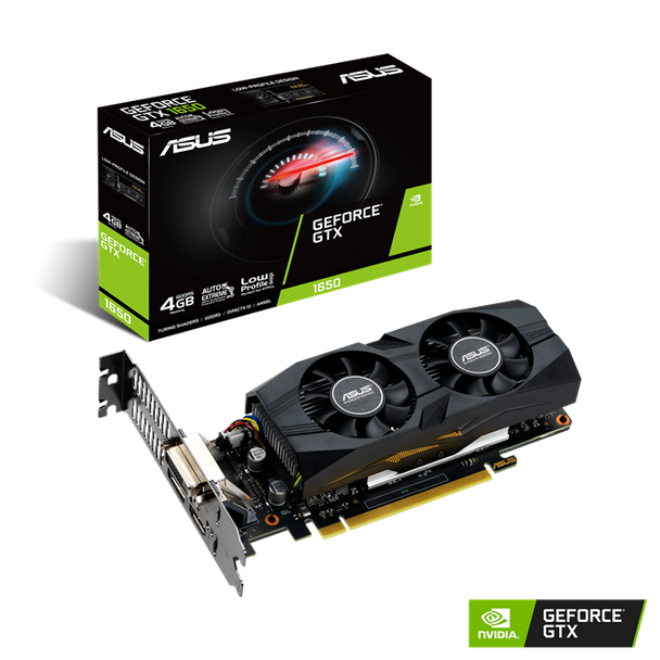 Asus nVidia GeForce GTX1650-4G-LP-BRK GTX 1650 4GB GDDR5 Low Profile 1665 MHz Boost - nVidia Turing - Space-Grade Lube - IP5X Dust Resistant Main Product Image