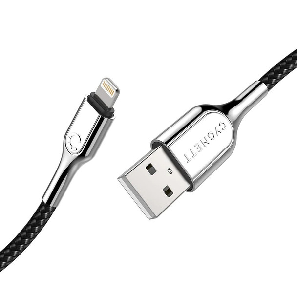 Cygnett Armoured Lightning to USB-A Cable (1M) - Black (CY2669PCCAL) - Support Fast & Safe Charging 2.4A/12W - Double Braided Nylon Cable - MFi Certified Product Image 2