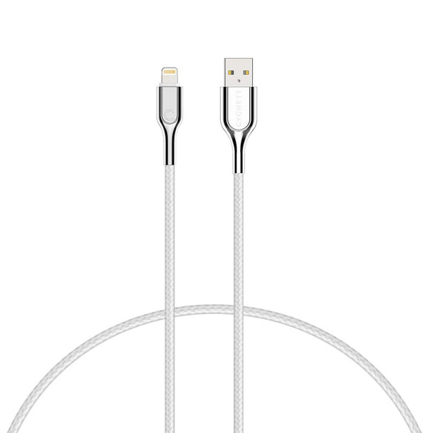 Cygnett Armoured Lightning to USB-A Cable (3M) - White (CY2687PCCAL) - Support Fast & Safe Charging 2.4A/12W - Double Braided Nylon Cable - MFi Certified Main Product Image