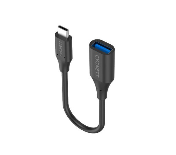 Cygnett Essentials USB-C Male To USB-A Female 10CM Cable Adapter - Black (CY3313PCUSA) - Support 5GBPS High-Speed Data Transfers - Super Easy Main Product Image