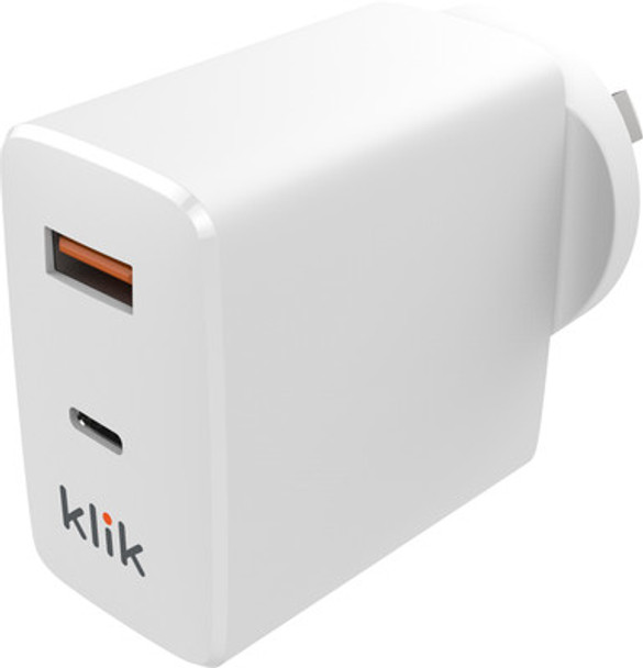 Klik 65W Dual USB Wall Charger - USB-C & USB-A