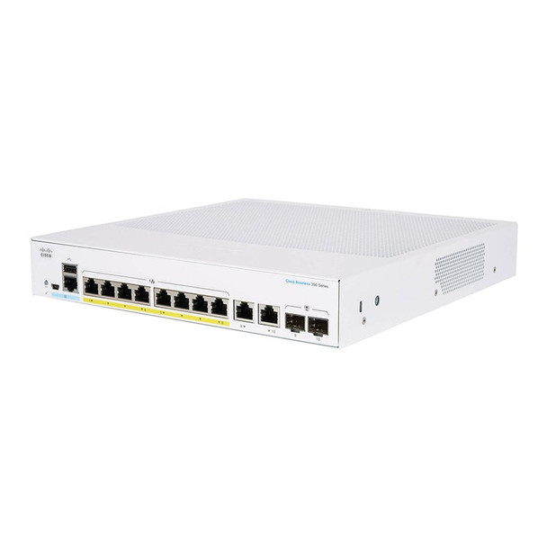 Cisco CBS350 8-Port Gigabit Full-PoE Managed Switch with 2x SFP Combo Main Product Image