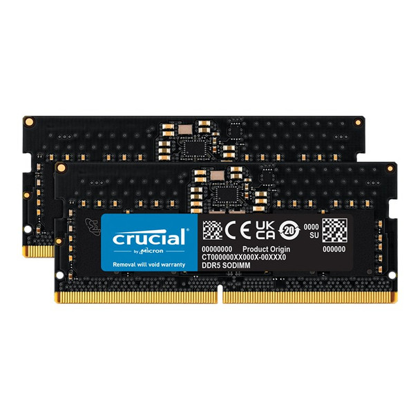 Crucial 16GB (2x 8GB) DDR5 4800MHZ SODIMM Laptop Memory Main Product Image
