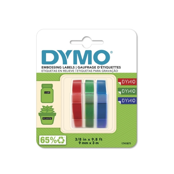Dymo Emb Tape 9mmX3m Asst Pk3 Product Image 2