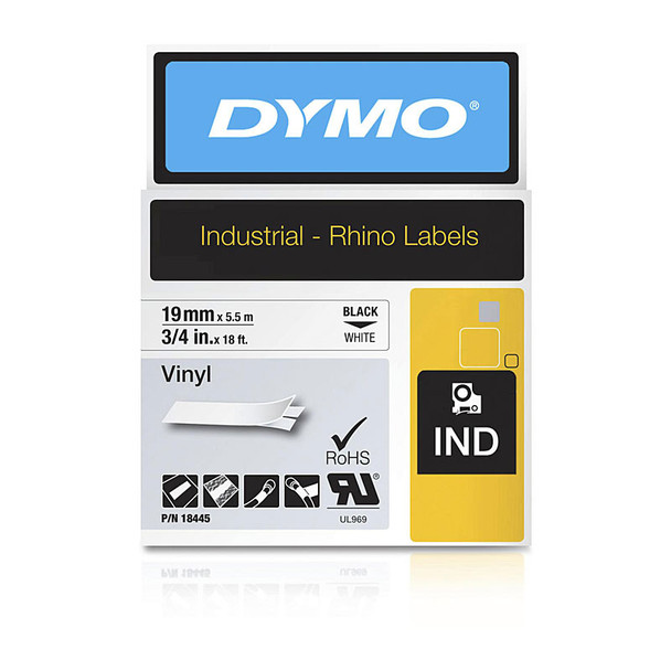DymoRhino Blk on Wt 19mm Tape Product Image 2