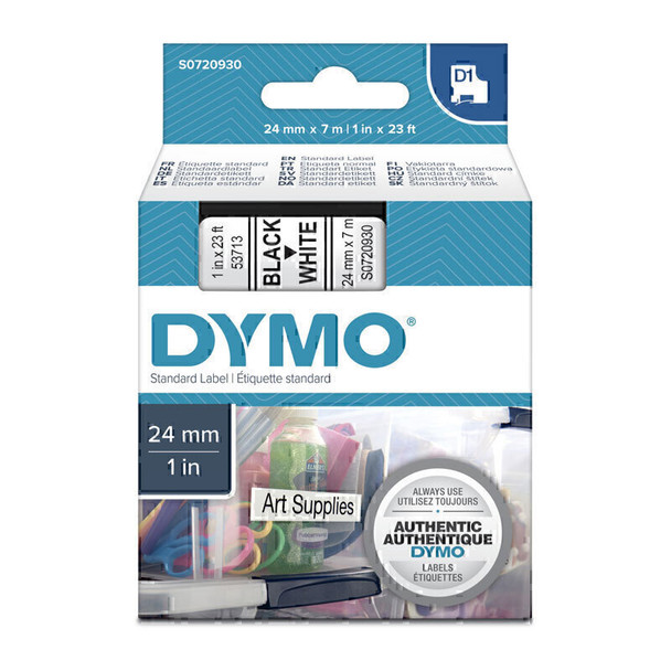 Dymo D1 Blk on Wht 24mmx7m Tape Main Product Image