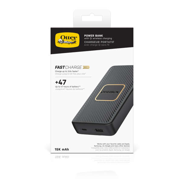 Otterbox 15 000mAh - USB-A and USB-C PD 18W plus 10W Qi Wireless Power Bank - Black Product Image 5