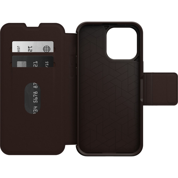 OtterBox Apple iPhone 14 Pro Max Strada Series Case - Espresso (Brown) (77-88568) - Wireless Charge Compatible - Credit Card Storage Main Product Image