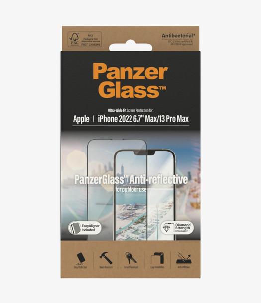PanzerGlass Apple iPhone 14 Plus/13 Pro Max Anti-Reflective Screen Protector Ultra-Wide Fit - (2789) - Antibacterial - Scratch Resistant Product Image 3
