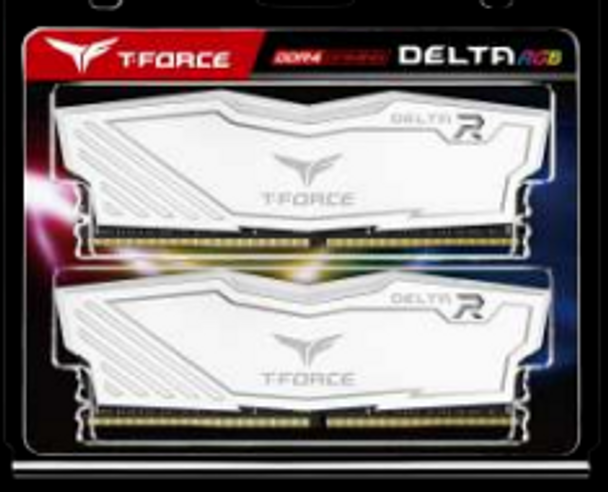 Team T-Force Delta RGB Series DRAM 32GB (2X16GB) DDR4 3600Mhz 1.35V White Heatspreader Main Product Image