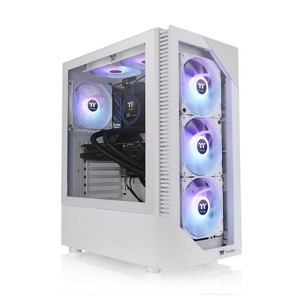 Thermaltake View 200 Tempered Glass ARGB Mid Tower Case - White Main Product Image