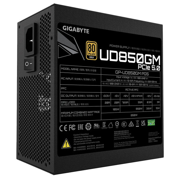 Gigabyte GP-UD850GM PG5 850W 80+ Gold ATX PCIe 5 Fully Modular Power Supply Product Image 5