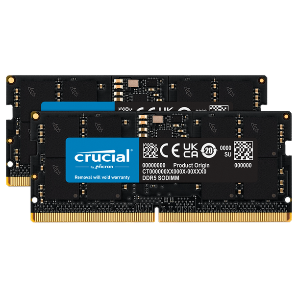 Crucial 64GB (2x 32GB) DDR5 5600MHz SODIMM Laptop Memory Main Product Image