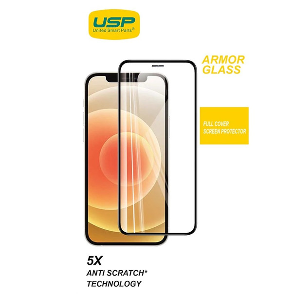 USP Apple iPhone 14 / iPhone 13 / iPhone 13 Pro Armor Glass Full Cover Screen Protector - (SPUAG136) - 5X Anti Scratch Technology - Perfectly Fit Curves Product Image 2