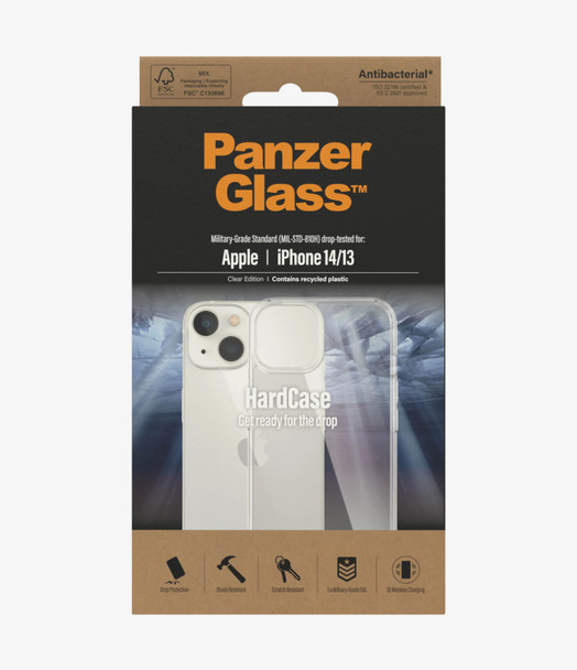 PanzerGlass Apple iPhone 14 / iPhone 13 HardCase - Clear (0401) - AntiBacterial - Scratch Resistant - Anti - Yellowing - 3.6M Drop Tested - Shock Resistant Product Image 3