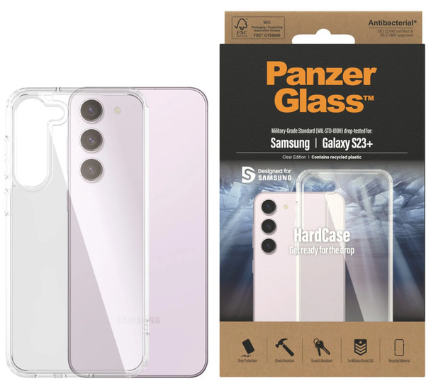 PanzerGlass Samsung Galaxy S23+ 5G (6.6in) HardCase - (0434) - AntiBacterial - 3X Military - Grade Standard - Wireless Charging Compatible - Anti - Yellowing Main Product Image