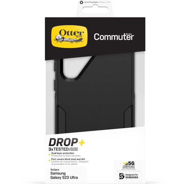 OtterBox Commuter Samsung Galaxy S23 Ultra 5G (6.8in) Case Black - (77 - 91106) - Antimicrobial - 3X Military Standard Drop Protection - Dual - Layer - Port Covers Product Image 2