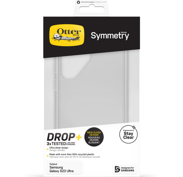 OtterBox Symmetry Clear Samsung Galaxy S23 Ultra 5G (6.8in) Case Clear - (77 - 91234) - Antimicrobial - 3X Military Standard Drop Protection - Raised Edges Product Image 2