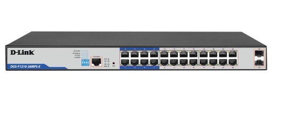 D-Link DGS-F1210-26MPS-E network switch Managed L2 Gigabit Ethernet (10/100/1000) Power over Ethernet (PoE) Grey Main Product Image