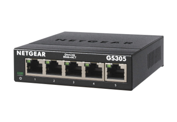 Netgear GS305 Unmanaged L2 Gigabit Ethernet (10/100/1000) Black Main Product Image