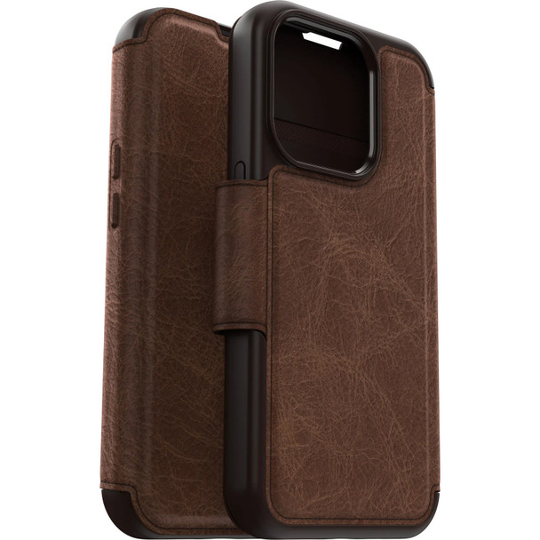 OtterBox Strada MagSafe Apple iPhone 15 Pro (6.1in) Case Espresso (Brown) - (77-93559) - DROP+ 3X Military Standard - Leather Folio Cover Product Image 3