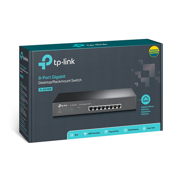 TP-Link 8 Port Gigabit Desktop/Rackmount Switch 13-inch Steel Case Product Image 2