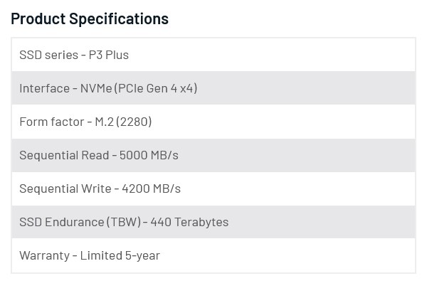 SSD Crucial 4 To P3 Plus CT4000P3PSSD8 PCIe M.2 NVME PCIe 4.0 x4