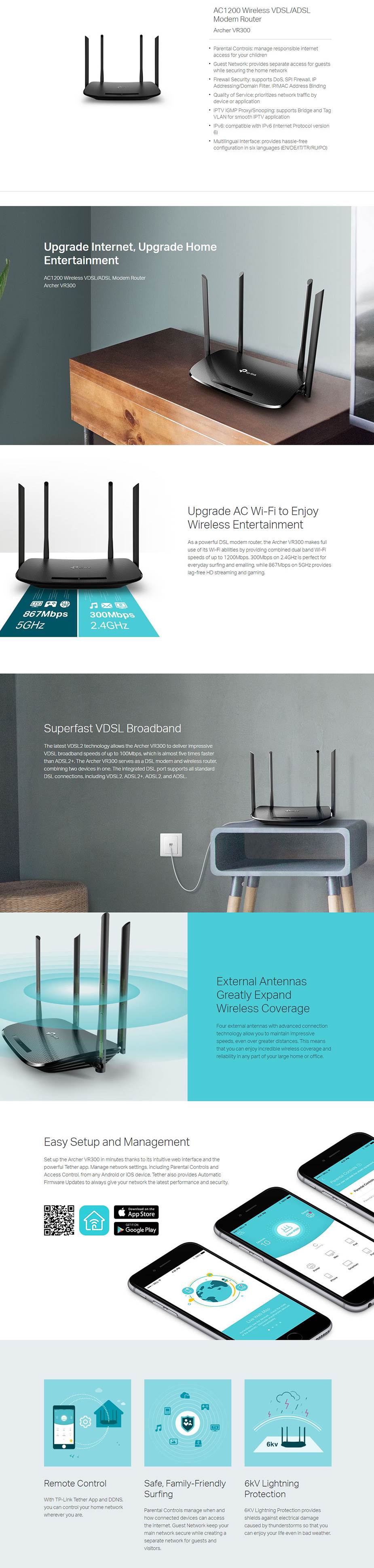 TP-Link Archer VR300 Wireless AC1200 VDSL/ADSL Modem Router - NBN Ready - Archer  VR300 | CX Computer Superstore