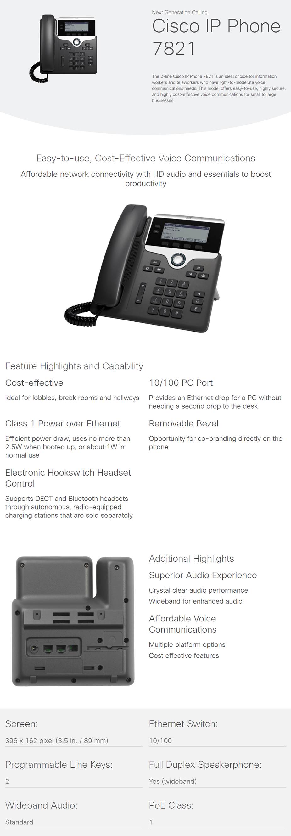 Cisco 7821 IP Phone - CP-7821-K9= | AusPCMarket