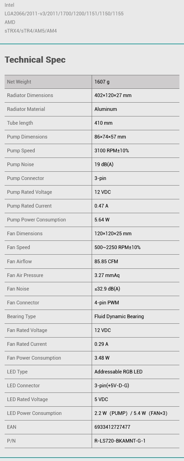 Deepcool LS720 WH 360mm ARGB CPU Liquid Cooler/AIO | Supper Intel  -LGA2066/2011-v3/2011/1700/1200/1151/1150/1155 & AMD- sTRX4/sTR4/AM5/AM4 