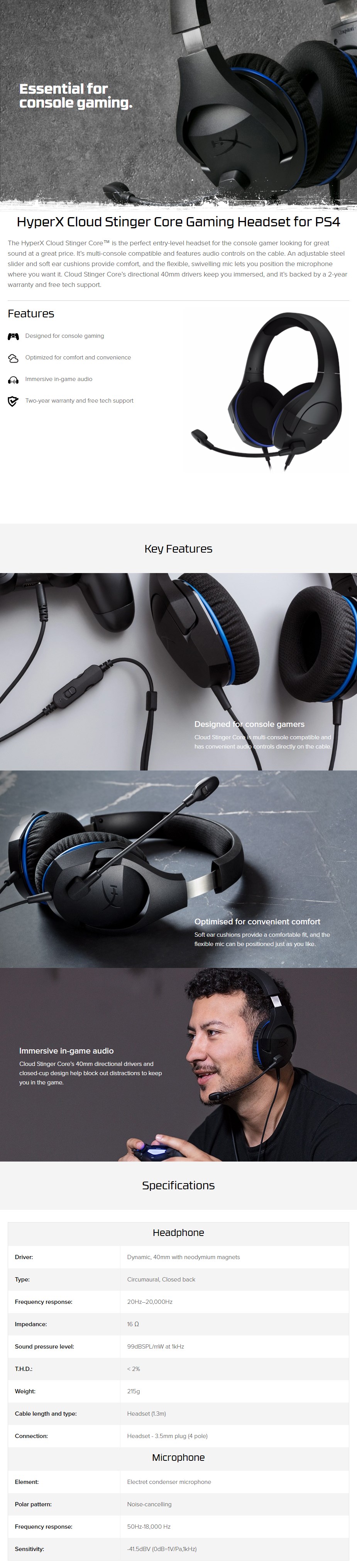 hyperx cloud stinger core gaming headset for ps4