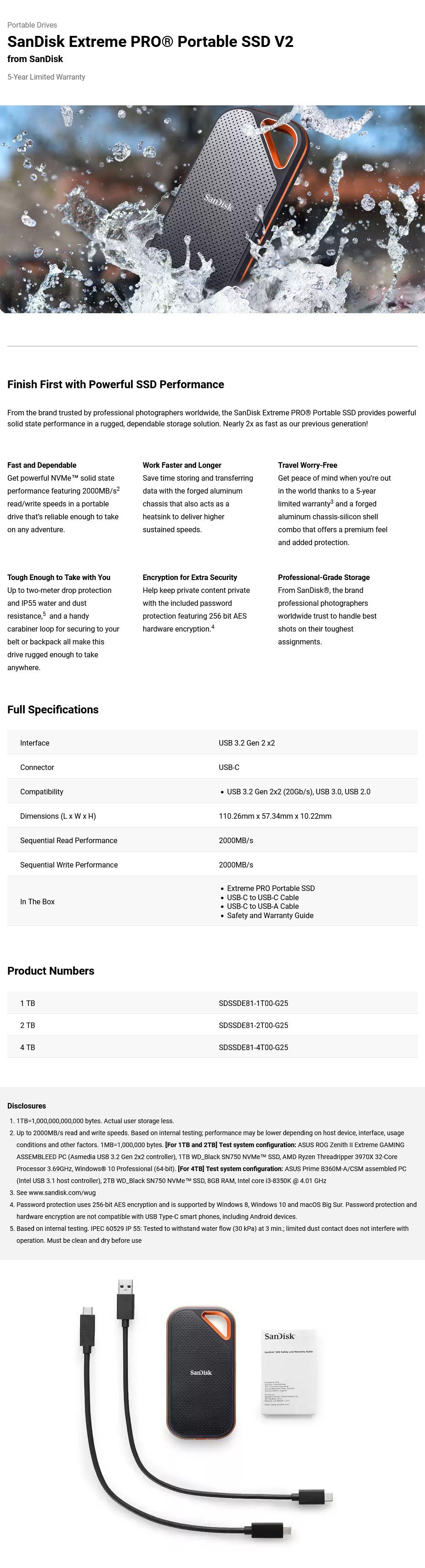 SanDisk Extreme PRO Portable SSD V2 2 To