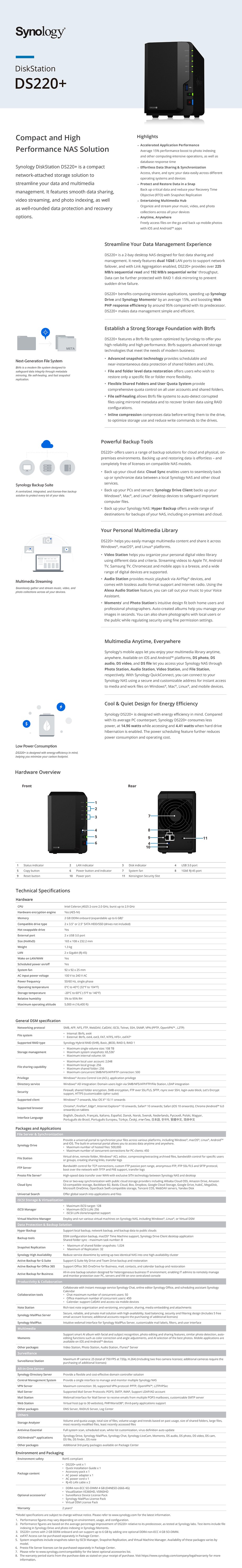 Synology Diskstation Ds220 Stores, Synology Disk Station Ds220