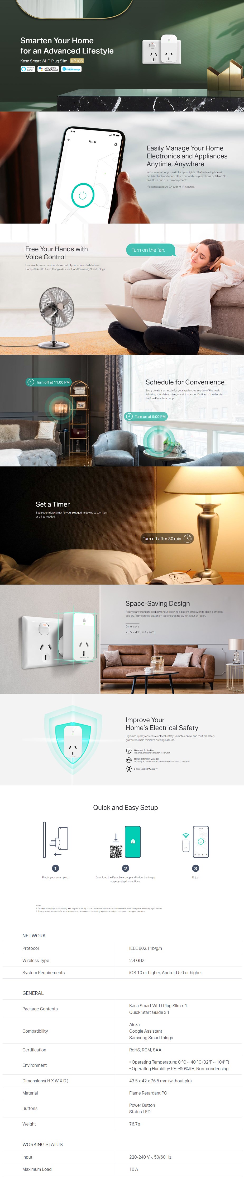 TP-Link KP105 Smart Plug White Home